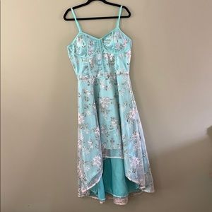 Embroidered Floral High-Low Corset Dress